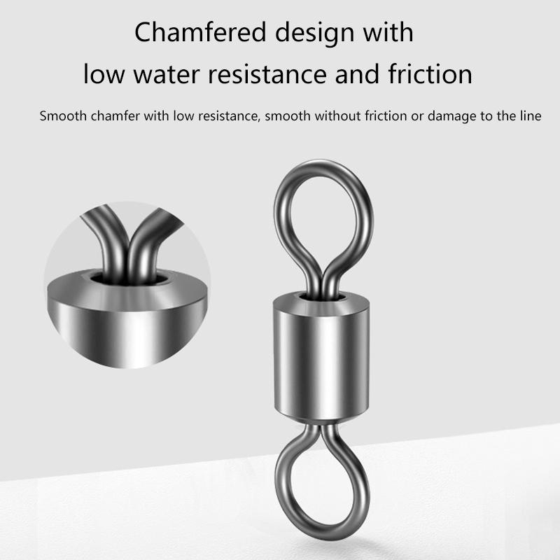 100Pcs Fishing Swivels Stainless Steel Rolling Barrel Swivels Fishing Line Connector Micro Swivel Fishing Lure Solid Ring Swivel
