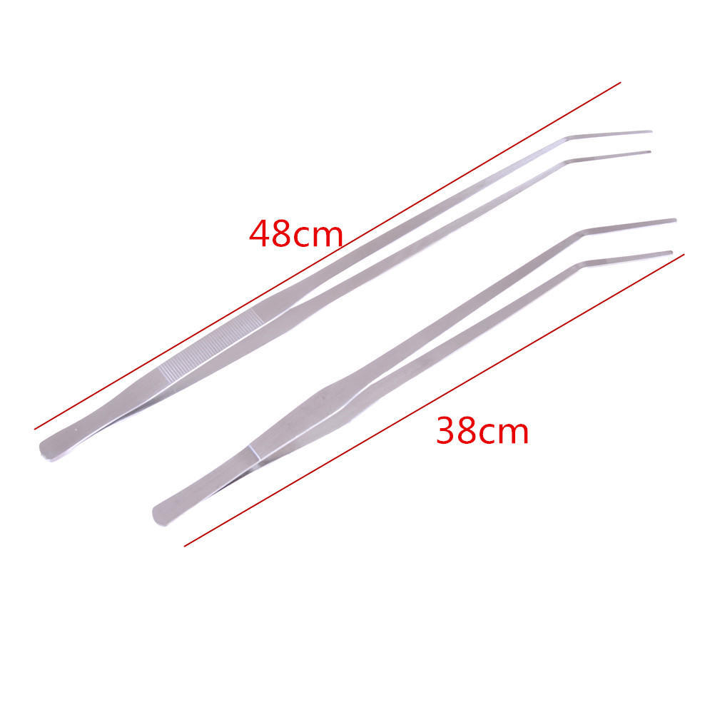 38/48Cm Aquarium Live Tank Curve Plant Long Tongs Stainless Steel Tweezers