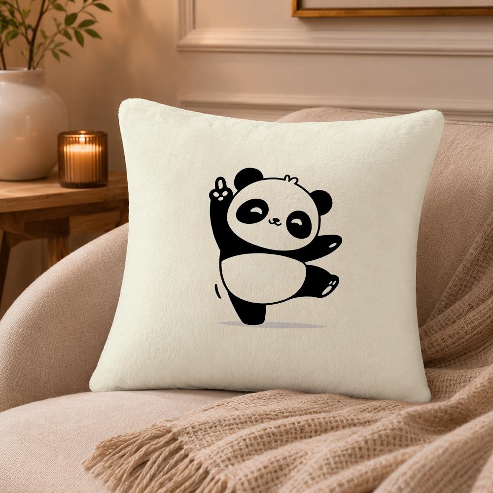 panda Cushion Cover Anti-dustmite Pillowcase Invisible zipper silky short plush Sofa cushion cover