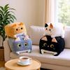 Square Cat Pillow Plush Toy Kawaii Black Cat Cushion Fluffy Soft Stuffed Animal Doll For Kids Home Decor Gift