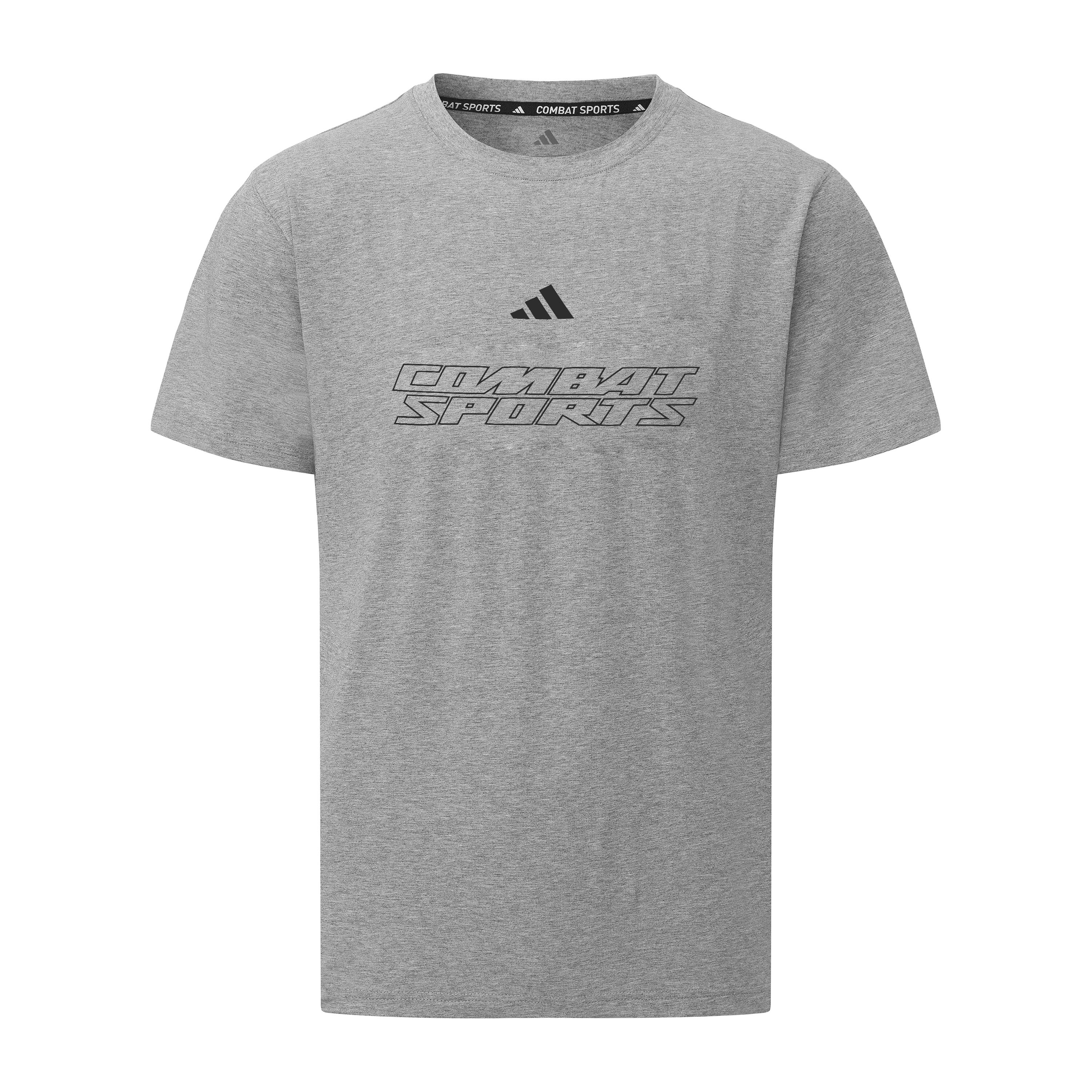 Adidas Crew Neck Short Sleeved T Shirts Unisex Gray Black CLTS26CS1-GYB L