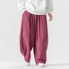 2026 Streetwear Men Wide Leg Pants Cotton Linen Casual Harem Pants Male Oversize Vintage Loose Men Joggers Trousers