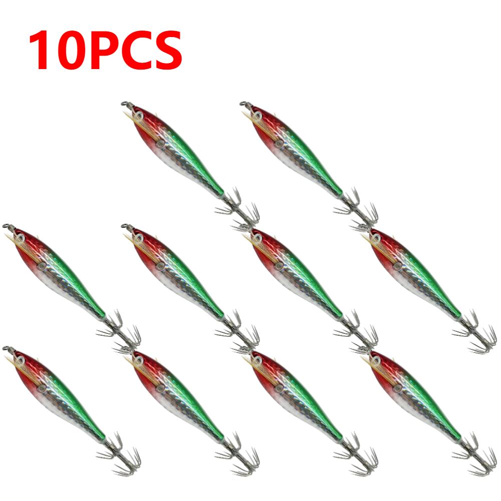 1-10PCS Luminous Fishing Lure Octopus Cuttlefish Fishing Bait Squid Jig Squid Hook Tackle Wood Shrimp Saltwater Fishing Baits