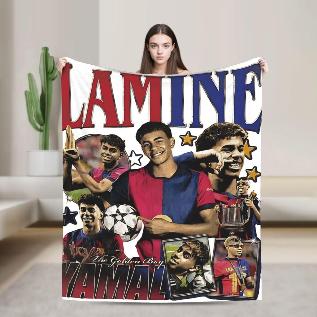 Lamine Y-Yamal Decken Camping Flanell Überwurfdecke Für Heimdeko Weiches Design Qualitäts Tagesdecke Geschenkidee