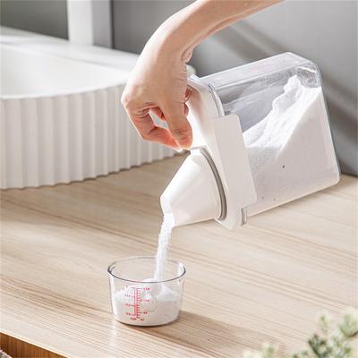 Laundry Powder Storage Box Washing Powder Barrel With Scale Heavy Duty Airtight Cover Clear Laundry Soap Container For Laundry 1100ml