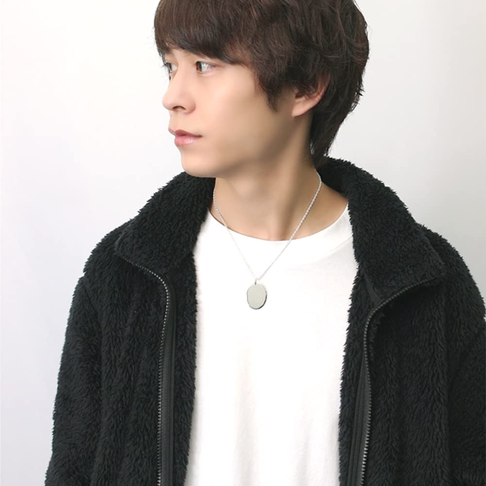 Gin No Oval Mirror Silver 925 Necklace Pendant for Rare [Shinjuku Kura] Men, Mirrored, Plain, Coin, Medal, Large, Simple,