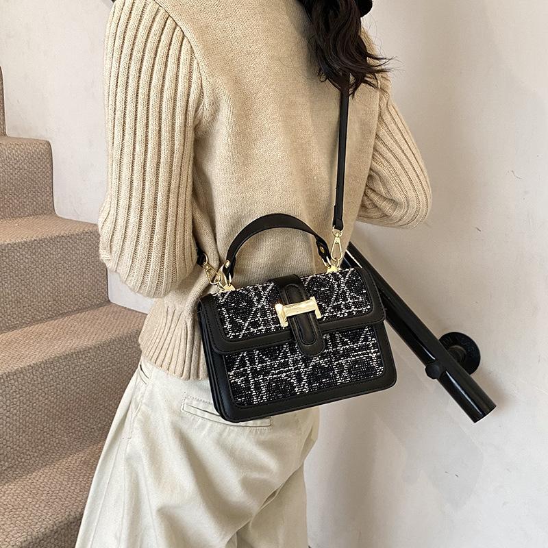 Small square bag women's bag 2025 autumn and winter new personalized Korean version simple solid color texture trend foreign style oblique span han