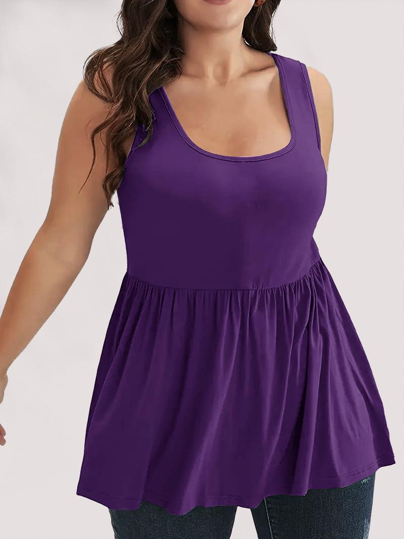 Plus Size Women s Casual U-Neck Patchwork Sleeveless Vest Top 3XL