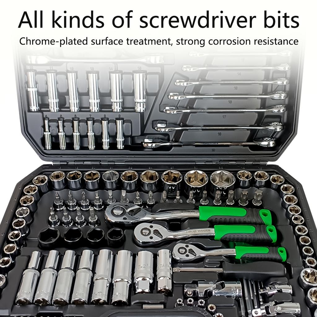 150/46pcs Auto Mechanical Repair Tool Set, Multifunctional with Socket, Wrench And Ratchet Set, Auto Repair, Mechanical Toolkit