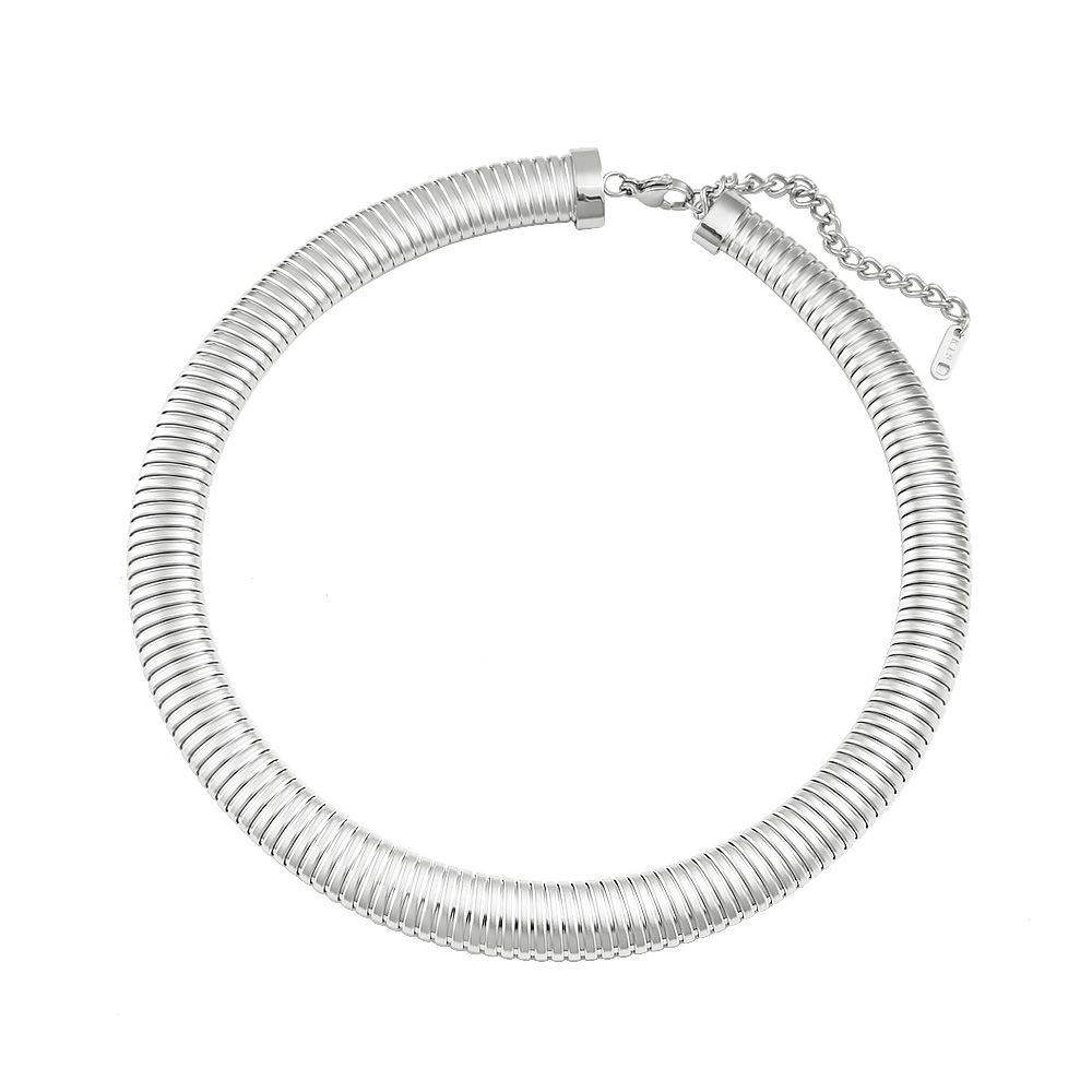 Trendy 18K Gold Ribbed Punk Choker Necklace - European & American Style
