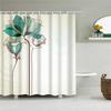Lotus Buddha Rose Flower Green Leaves Lavender Butterfly Bathroom Accessories Set Shower Curtain with 12 Hooks