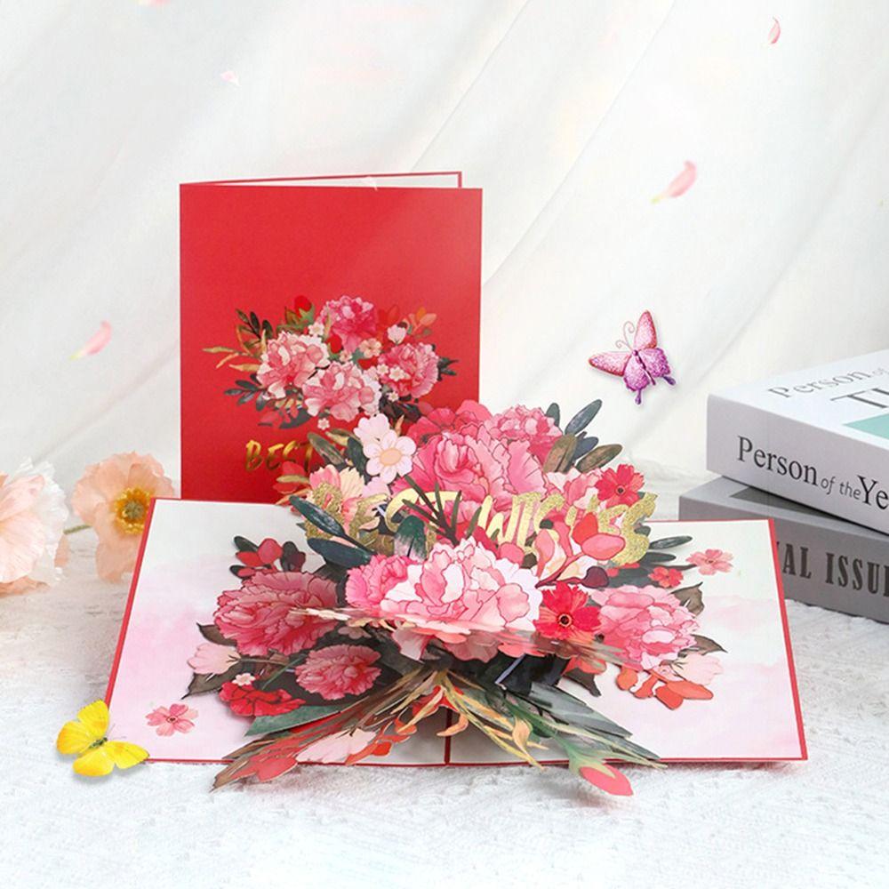 Handmade 3D Floral Greeting Card Paper Material Best Wishes Card Thanksgiving
