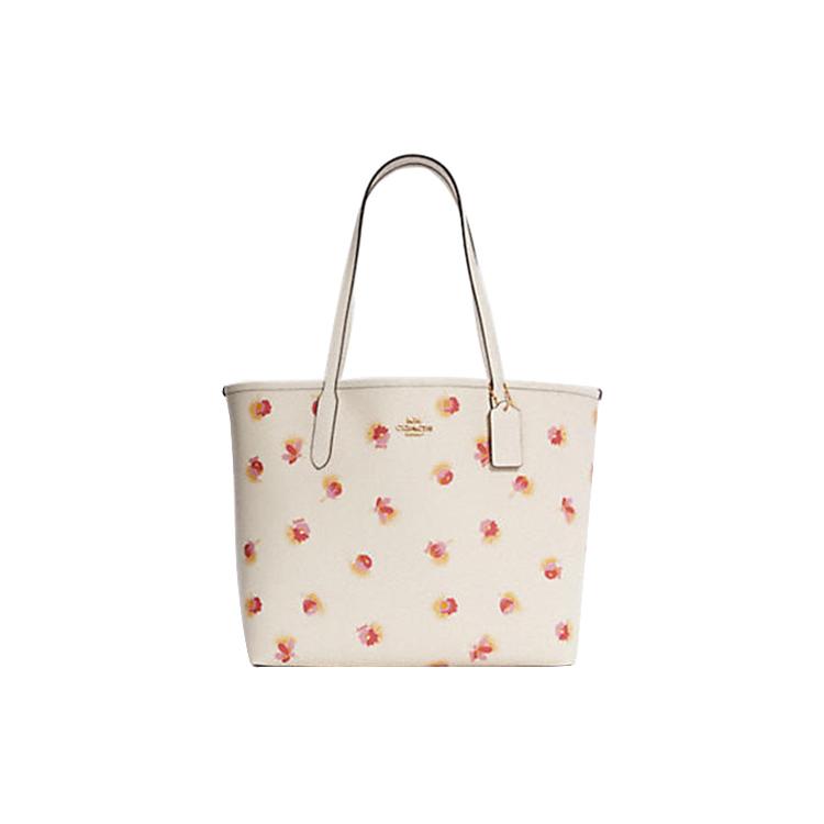 New COACH City Coated Canvas With Leather Tote Bag Shopping Bag Handbag Shoulder Bag Women's Chalk White C6431-IMCAH