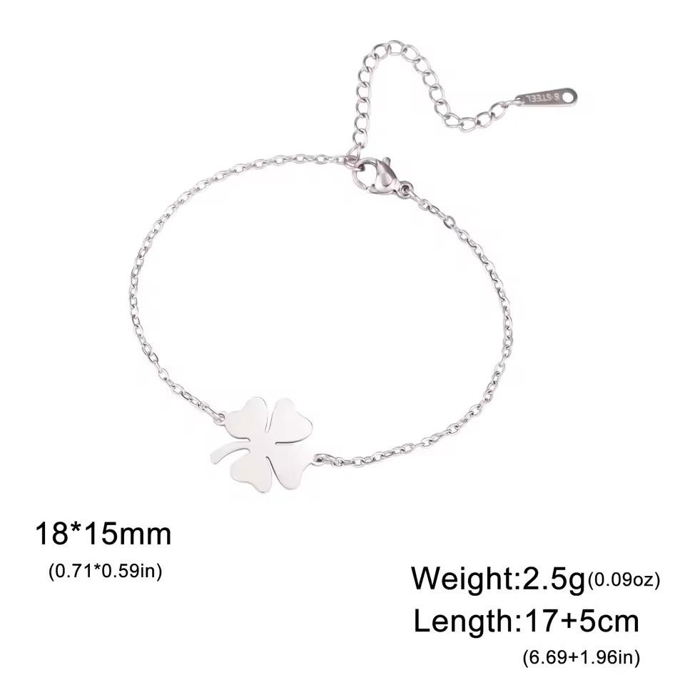 Simple And Stylish Four Leaf Clover Double Layer Couple Bracelet Irish Lucky Symbol Jewelry Gift