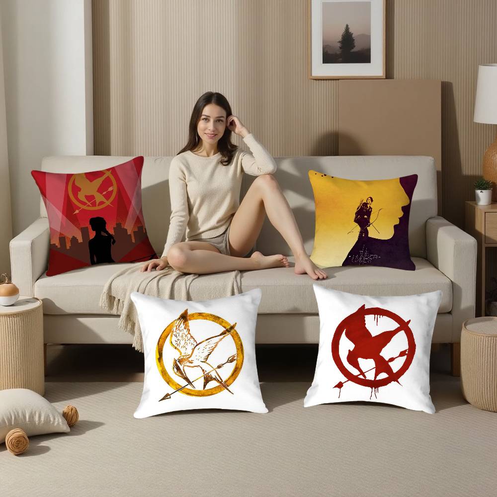 The H-Hunger Games Pillow Case Plush Fabric Soft Double Sided Print Sofa Cushion Cover Throw Pillow Covers