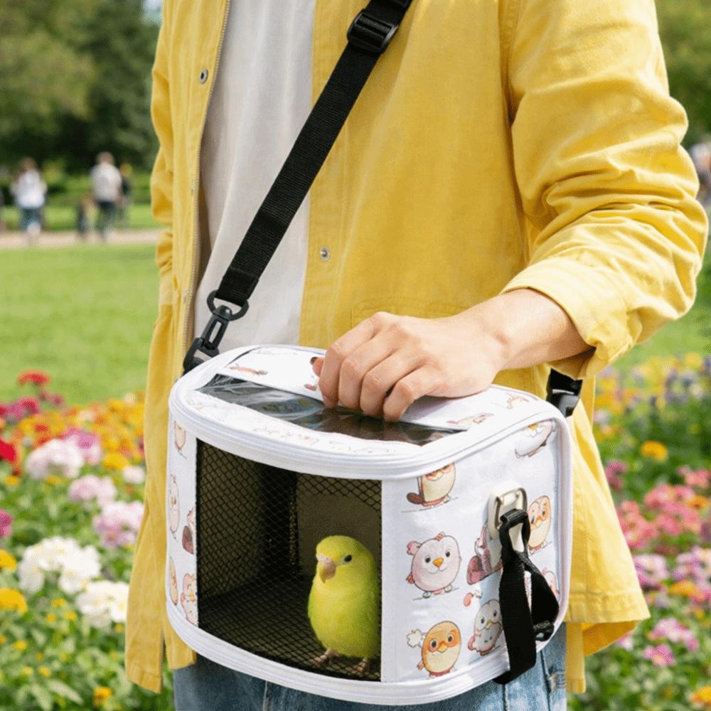 Large Space Parrot Outdoor Bag Adjustable Straps Cartoon Pattern Bird Carry Bag Breathable Pet Travel Bag Travel