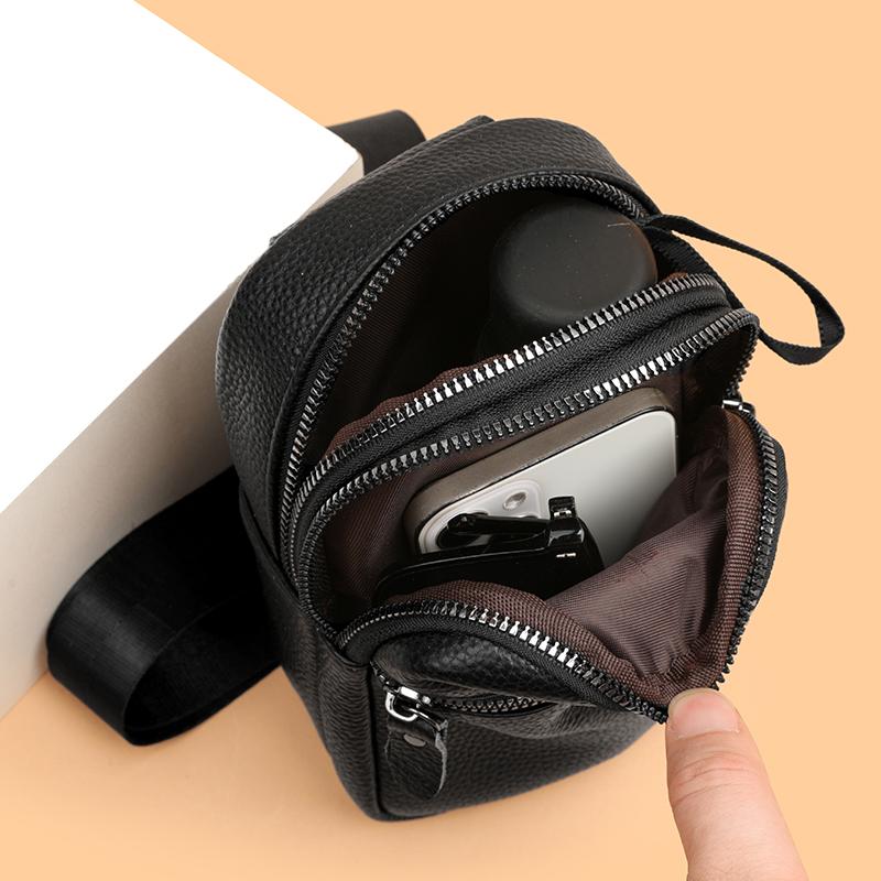Mens Leather Small Crossbody Bag Shoulder Sling Bag Women Daypacks Chest Bag for Fishing Travel Hiking Backpacks Outdoor Sports
