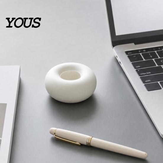 Portacandele in Ceramica Opaca Portacandele Minimalista, Portacandele Geometrico Moderno con Finitura, Portacandele Arrotondato Bianco Crema Decorazione da Tavolo, Sicuro