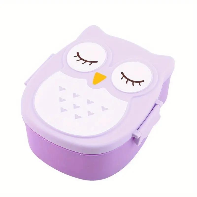 [Cartoon Owl Lunch Box] Secure Portable Plastic Lunch Box - Cartoon Owl Design, Ideal for Picnics and Students