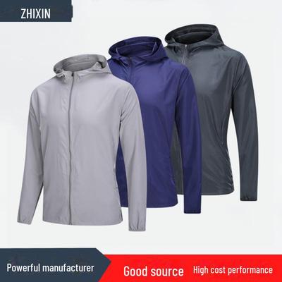 Giacca con cappuccio ad asciugatura rapida da uomo per protezione solare, ideale per corsa, ciclismo e pesca