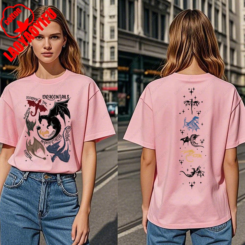 Fourth Wing DoubleSided TShirt Basgiath War College TShirt Women Tshirts High Quality Cotton Short Sleeve Graphic Vintage Tee
