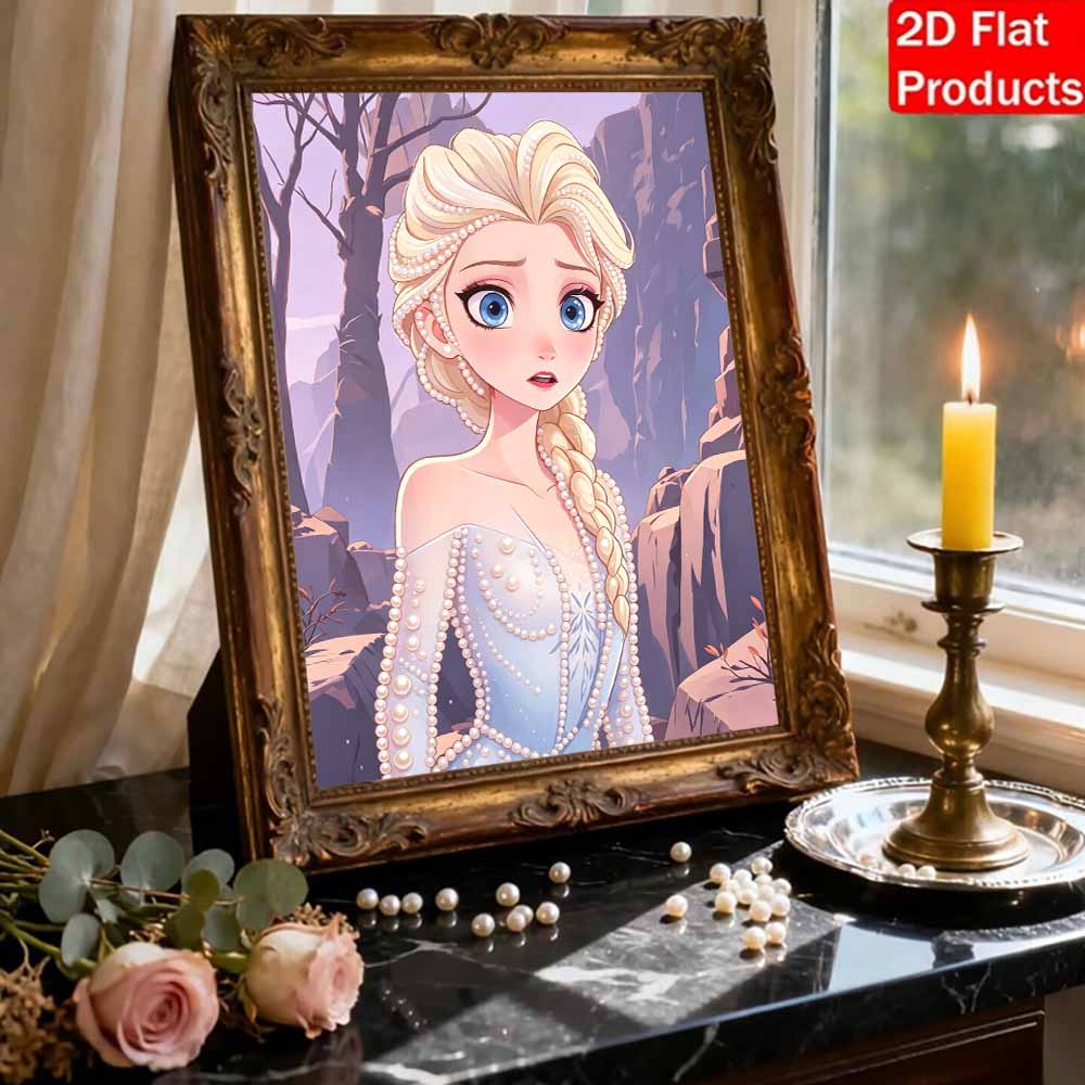 Disney Pearl Painting Frozen Elsa Portrait for Beginners and Adults, DIY Pearl Diamond Art Painting Kit for Home Wall Decor Gifts