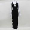 European and American women's clothing neck-hanging dress hollow low-cut tight Spice girl pure desire wind hip-wrapped long dress hollow hip-wrapped