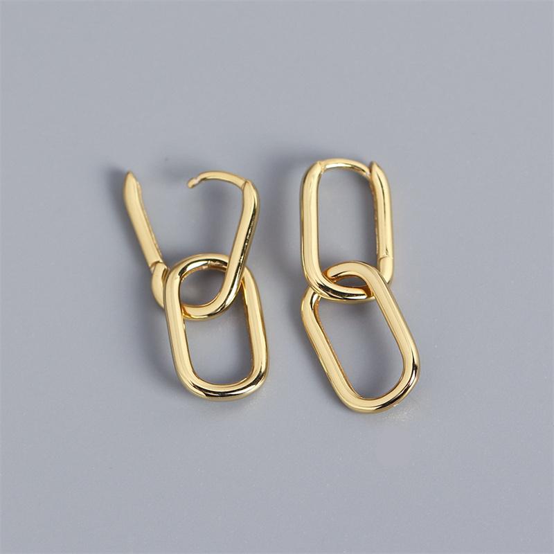 Retro Zirkonia Dekor Kettendesign Hängeohrringe Gold Silber Farbe Geometrisch unregelmäßig Runde Ohrringe für Damen Mädchen Schmuck