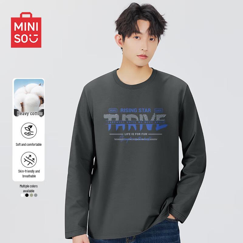 MINISO Men s Pure Cotton Long Sleeve T-Shirt L