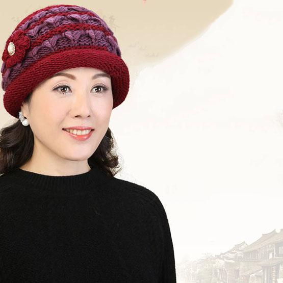 Cappello Invernale da Donna Cappello di Cotone da Mamma Cappello Lavorato a Maglia Antivento da Donna Inverno Perla Caldo Spesso Cappello di Lana