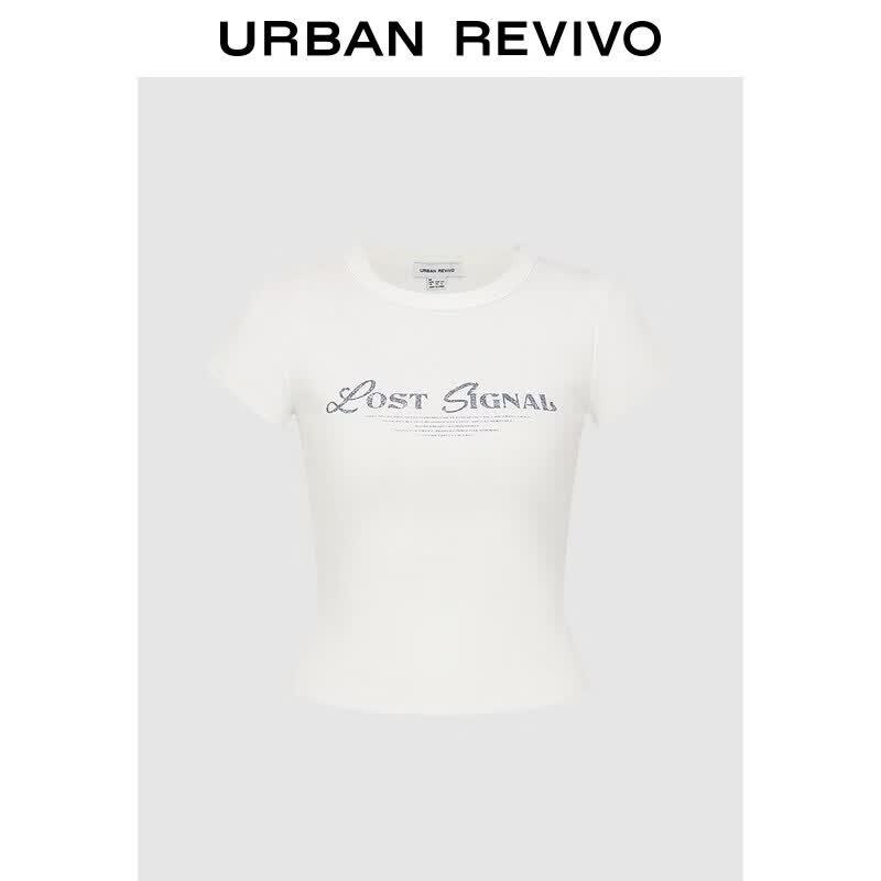 UR Women s Distressed Letter Print Slim Fit Short Sleeve T-Shirt XL