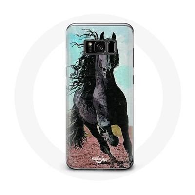 Coque - Samsung - Galaxy S8 - Souple - Noir - Cheval Frison