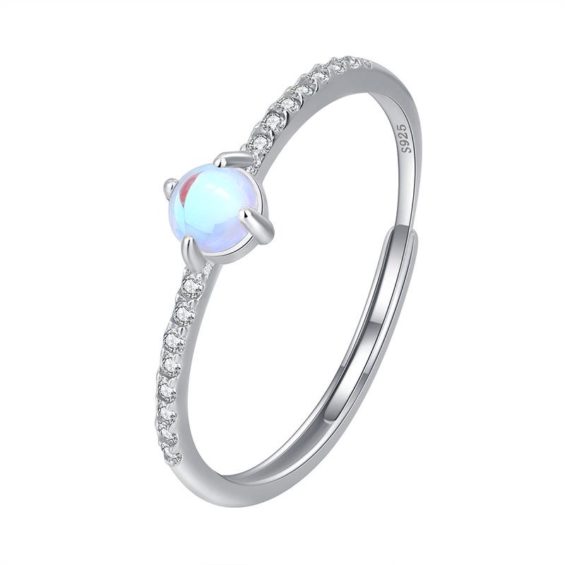 

Женское роскошное кольцо из стерлингового серебра S925 с лунным камнем - Простая корейская модная модель Adjustable Open Size