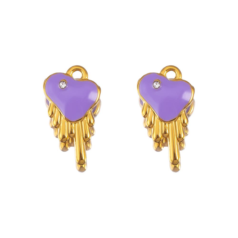 2pcs Stainless Steel 304 Multi-Design Enamel Pendant Lavender Purple Series For DIY Necklace Earrings Jewelry Findings Accessory