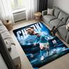Victor Osimhen Soccer Player Area Rug, Blue Stadium Fire Football Carpet, Non Slip Floor Mat for Living Room Bedroom Soccer Fan Decor