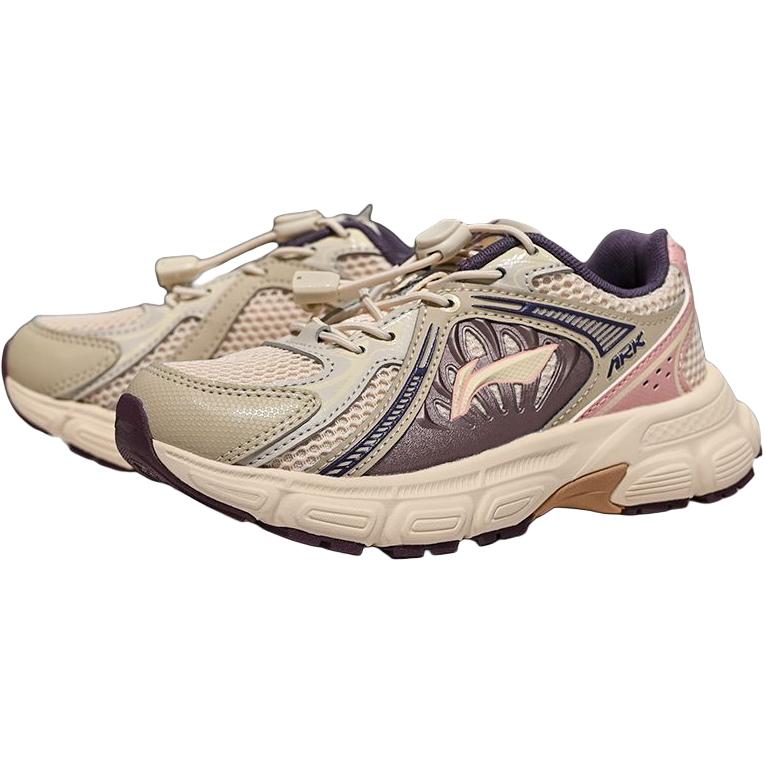 Li Ning Kids Sports Lifestyle Series Comfortable Versatile Wear-Resistant Non-Slip Low-Top Casual Shoes Kids Casual Shoes Gray Pink White YKNV046-4