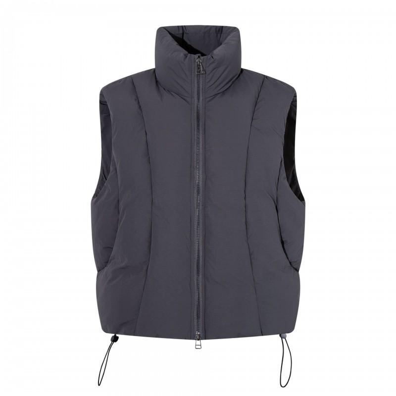 Mens Streetwear Vintage High Neck Loose Fit Puffer Vest Solid Color Winter Casual Cotton Jacket