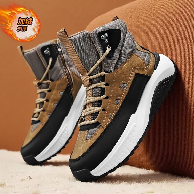 

Winter new outdoor warm piled thickened cotton shoes platform sports style casual shoes 44 хакі