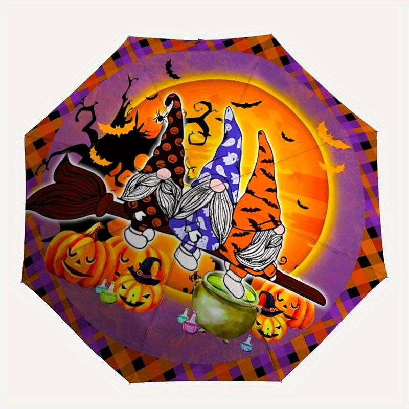 

1pc Halloween Pattern Automatic Opening/Closing Folding Umbrella with 58 Ribs, Plastic Handle, Windproof Portable Sunshade Umbrella y250726098