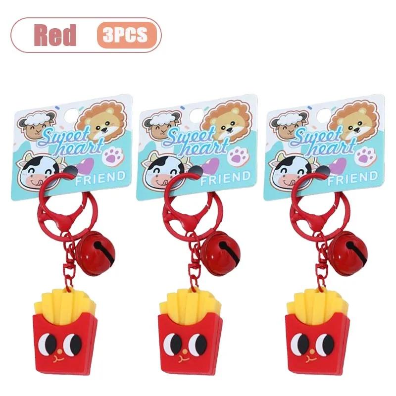 1/3/5PCS Cute Hamburger Fries Keychain Cartoon Food Charm Keyring Funny Car Decor Bag Pendant Gift for Kids Party Favors