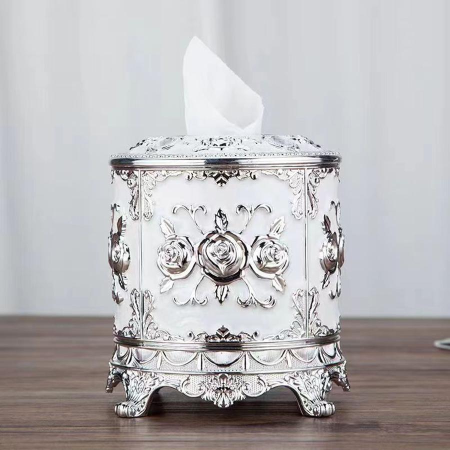 1 Stück Europäischer Stil Runde Taschentuchbox, Multifunktionale Papierrolle, Desktop Kreative Dekoration, Dekoration und Aufbewahrungsbox