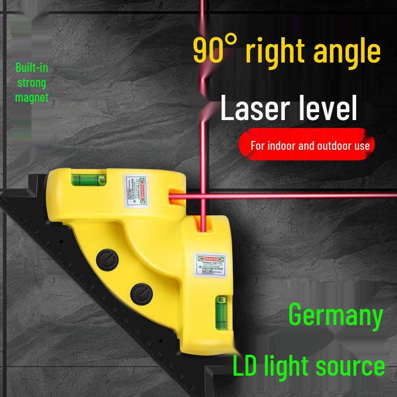 High-Brightness Green Laser Level: 90-Degree Right Angle, Infrared Positioning for Tile, Curtain, and Cloth Cutting - No Line Drawing Needed