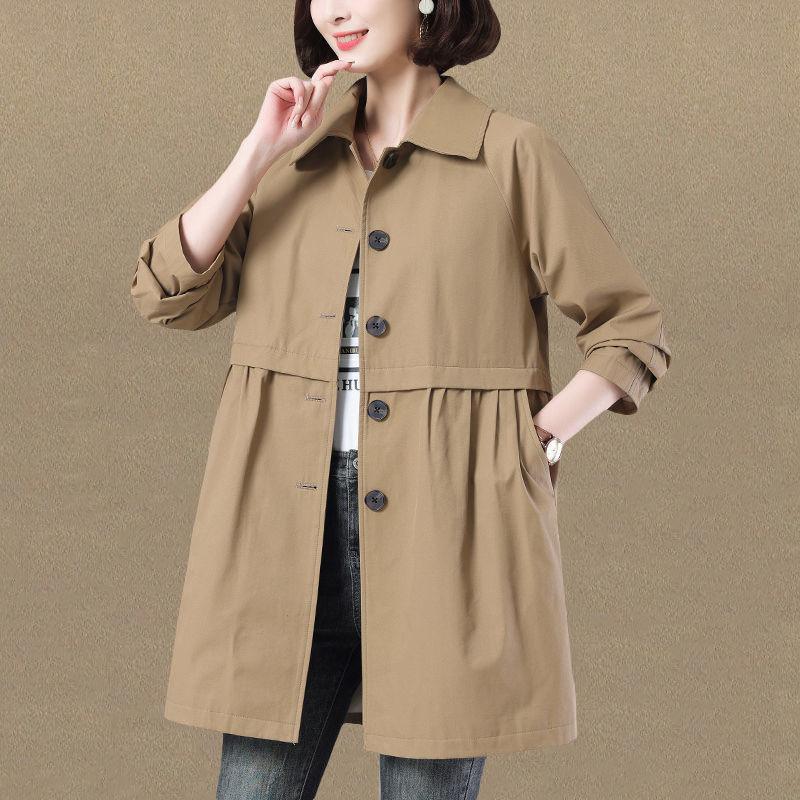 Kurtka wiatrówka damska na wiosnę i jesień, uniwersalny płaszcz ze ściągaczem i składaną talią