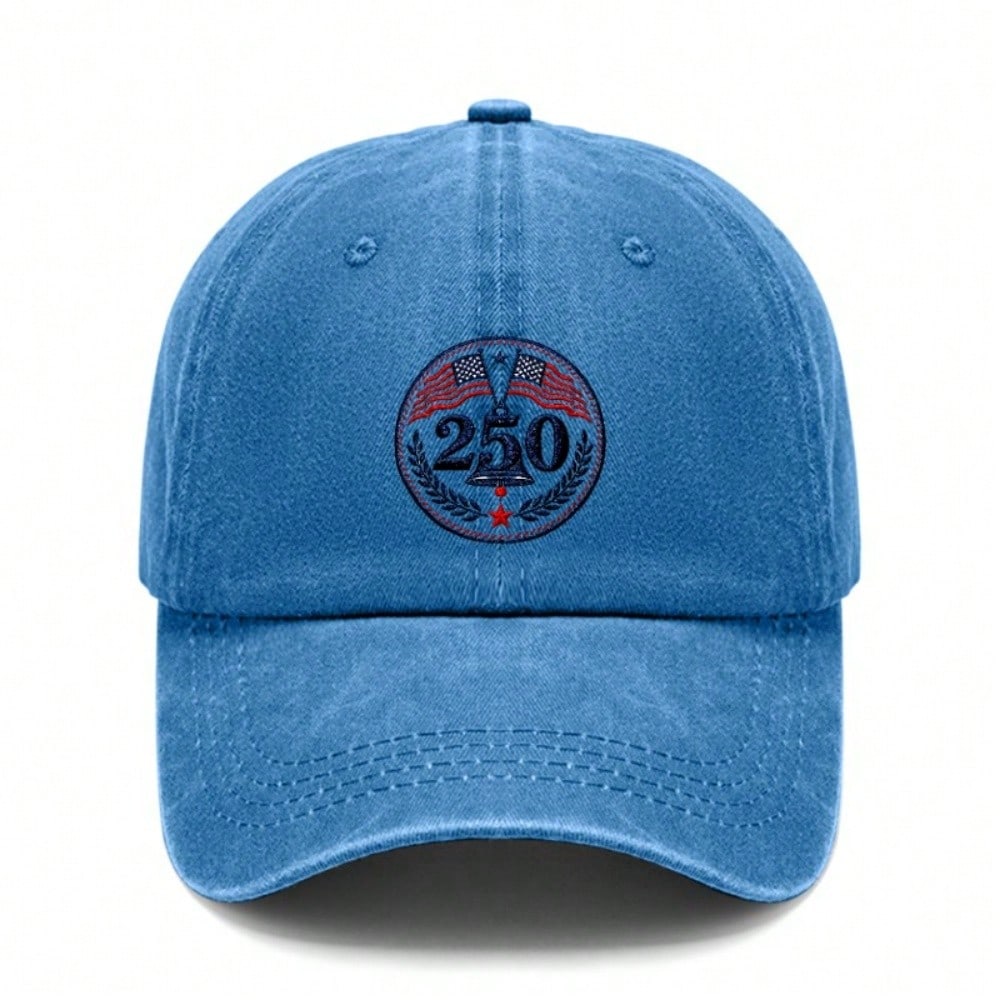 [250Th Anniversary Baseball Cap] Unisex Adult Adjustable Vintage Washed Print Polyester Sun Protection Lightweight Breathable Casual Outdoor Sports