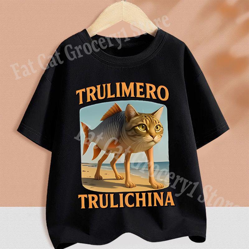 Kids T-shirt Summer Short Sleeve Tungtung Sahur Brainrot Cartoon Children Tees Tops Boys Girls Clothes