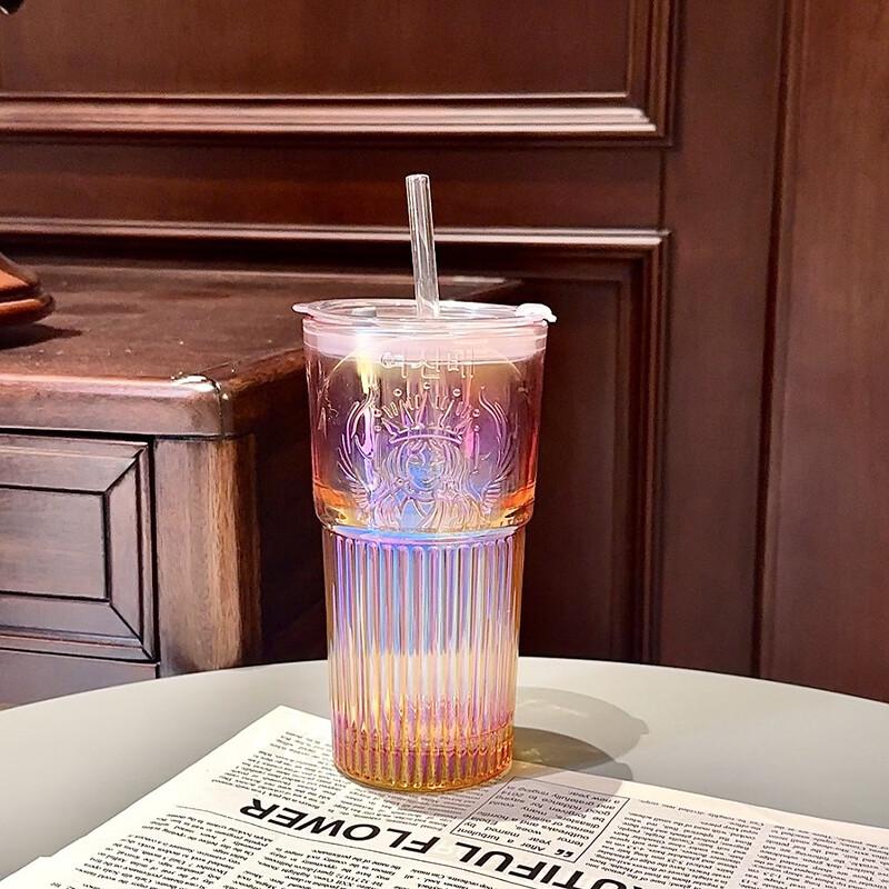Shangqi Goddess Embossed Gradient Glass Straw Tumbler