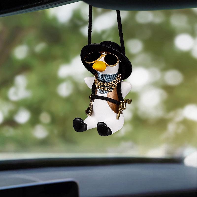 Cartoon Swing Duck Car Pendant for Rearview Mirror - Fun Interior Decoration for Women