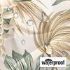 Summer Shower Curtain Green Tropical Plant Palm Tree White Floral Havaii Botanical Shower Curtains for Bathroom with 12 Hooks