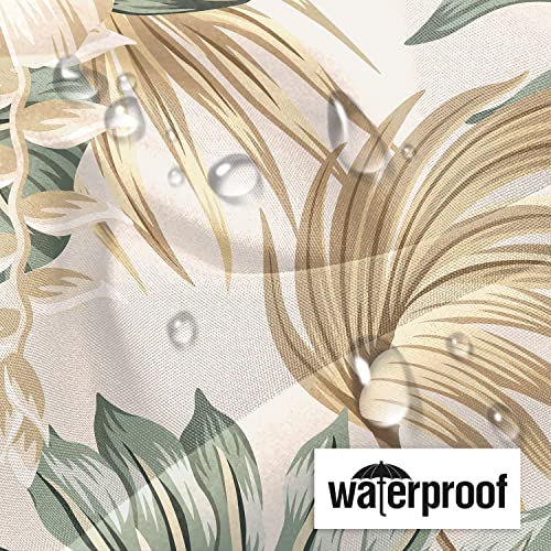 Summer Shower Curtain Green Tropical Plant Palm Tree White Floral Havaii Botanical Shower Curtains for Bathroom with 12 Hooks