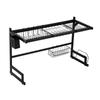 65cm Metal Dish Rack Black Kitchen Sink Drain Rack Cutter Bowl Tray Countertop Shelving Can Be Loaded and Unloaded Adjustment